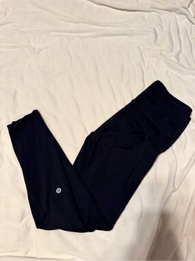 Lululemon Fast & Free Crop Nulux Leggings Black Size 4 High Rise Side Pockets